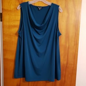 Beautiful sleeveless blouse greenish blue 2x